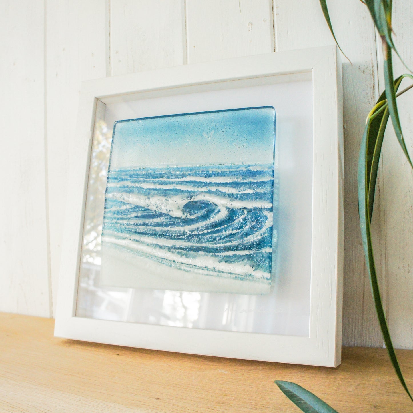 Glass seaside wall art frame