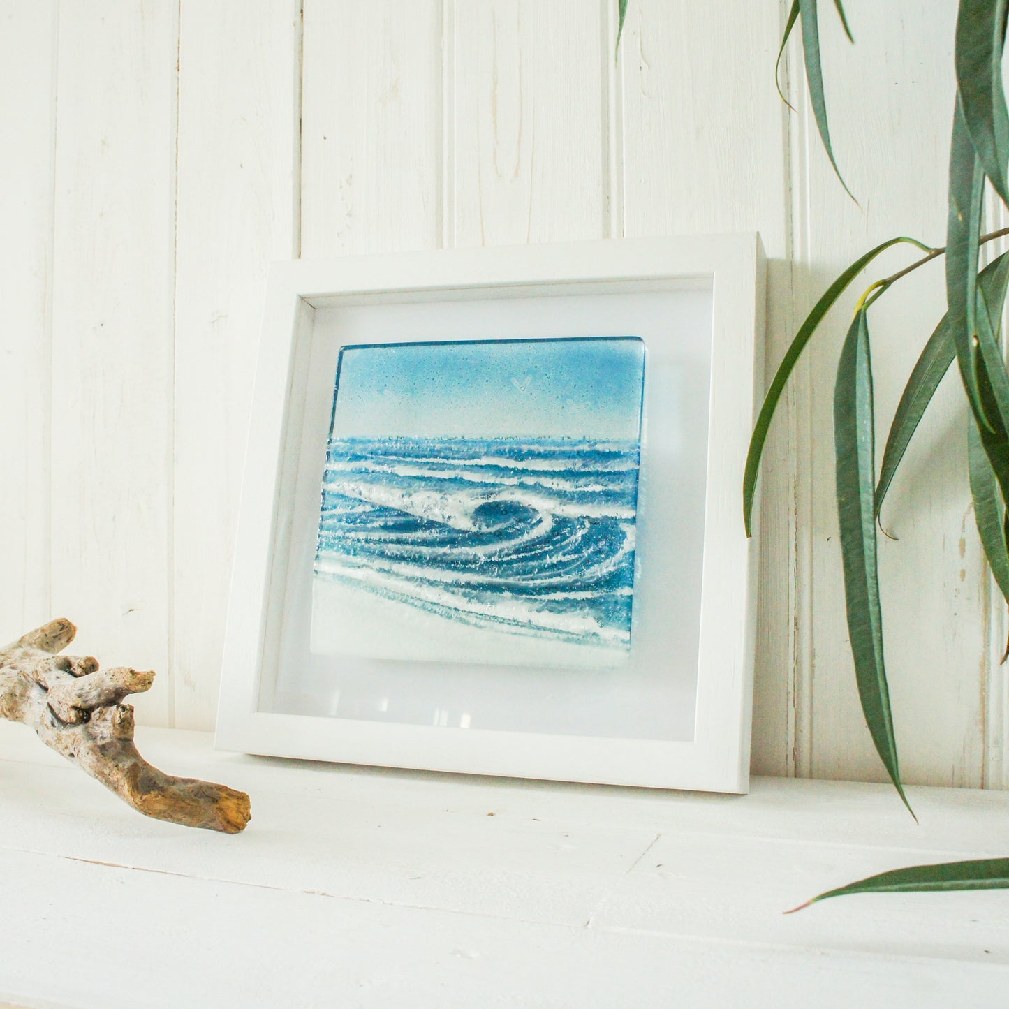 Glass seaside wall art frame