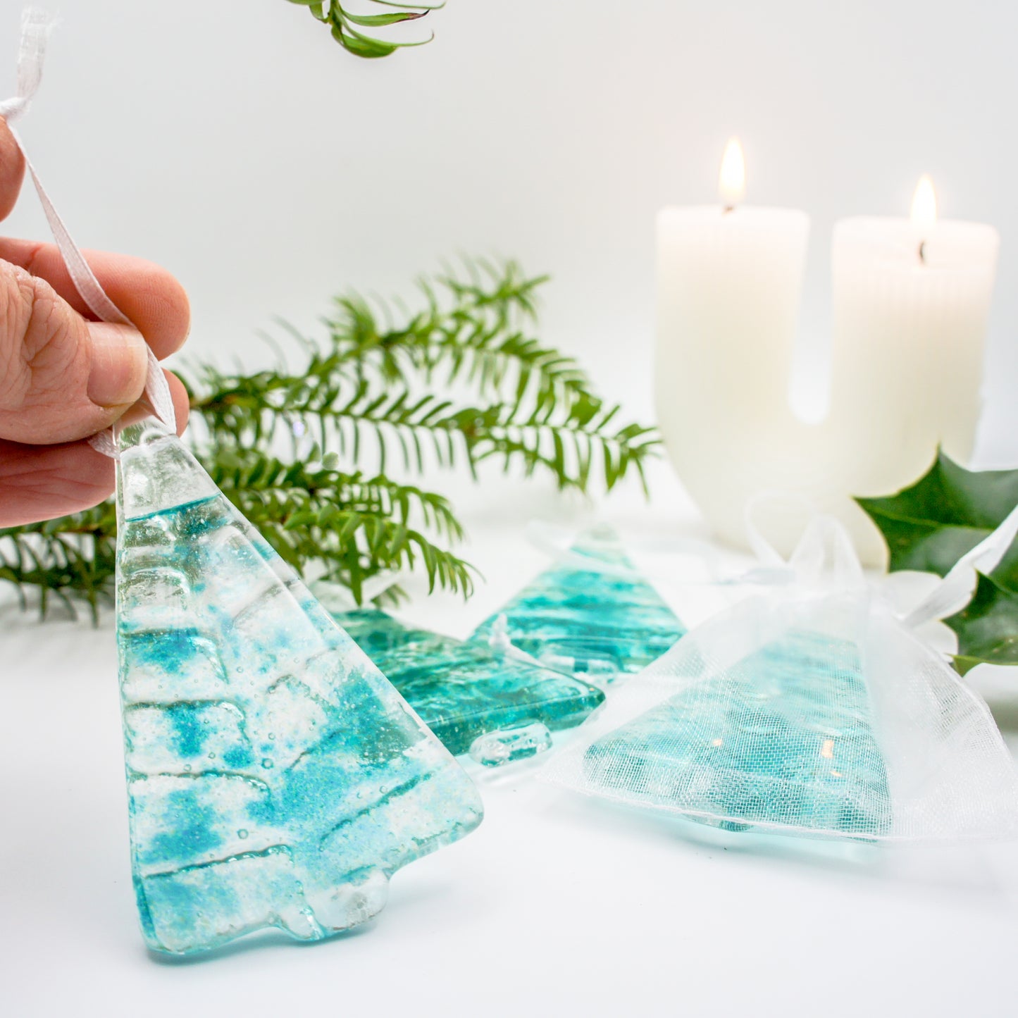 6 Mini Glass Trees - Choose your colours - 8cm(3")