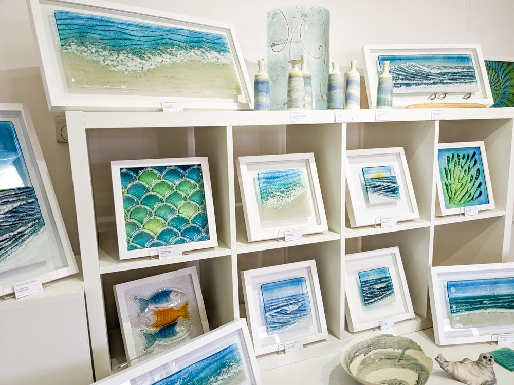 Handmade fused glass Dorset wave glass bespoke wall art splashback ...