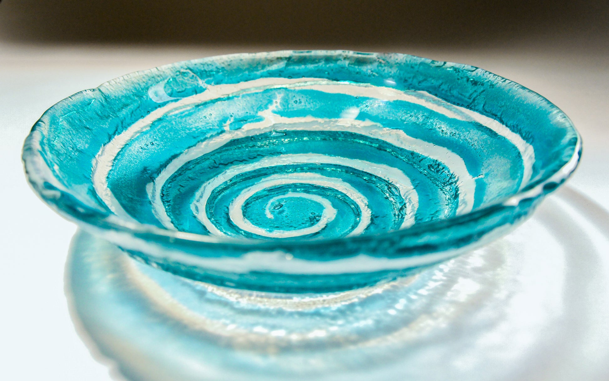 decorative fused glass bowl teal turquoise fruit bowl