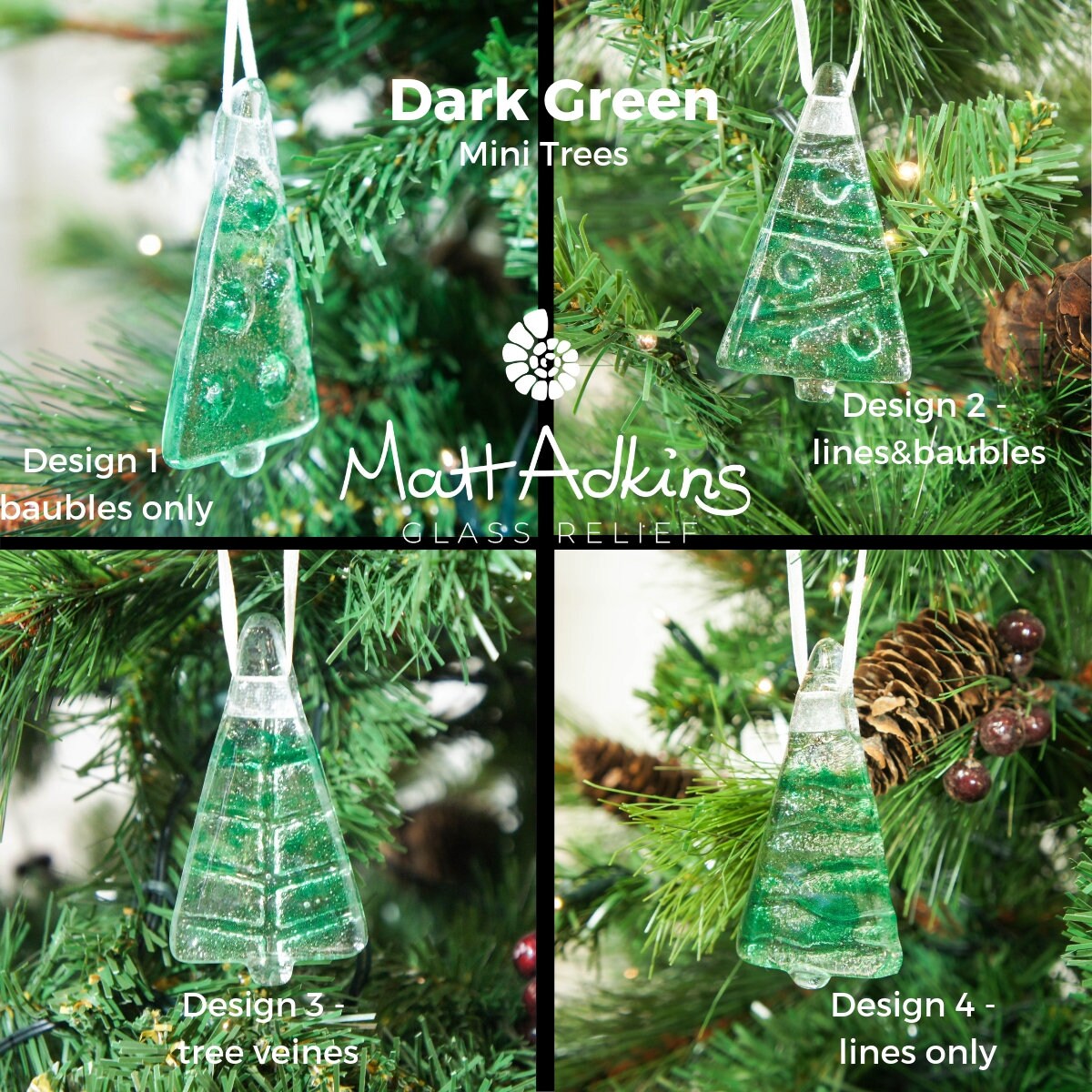 fused glass christmas decorations, glass christmas trees, glass christmas hanging decorations, glass christmas ornaments
