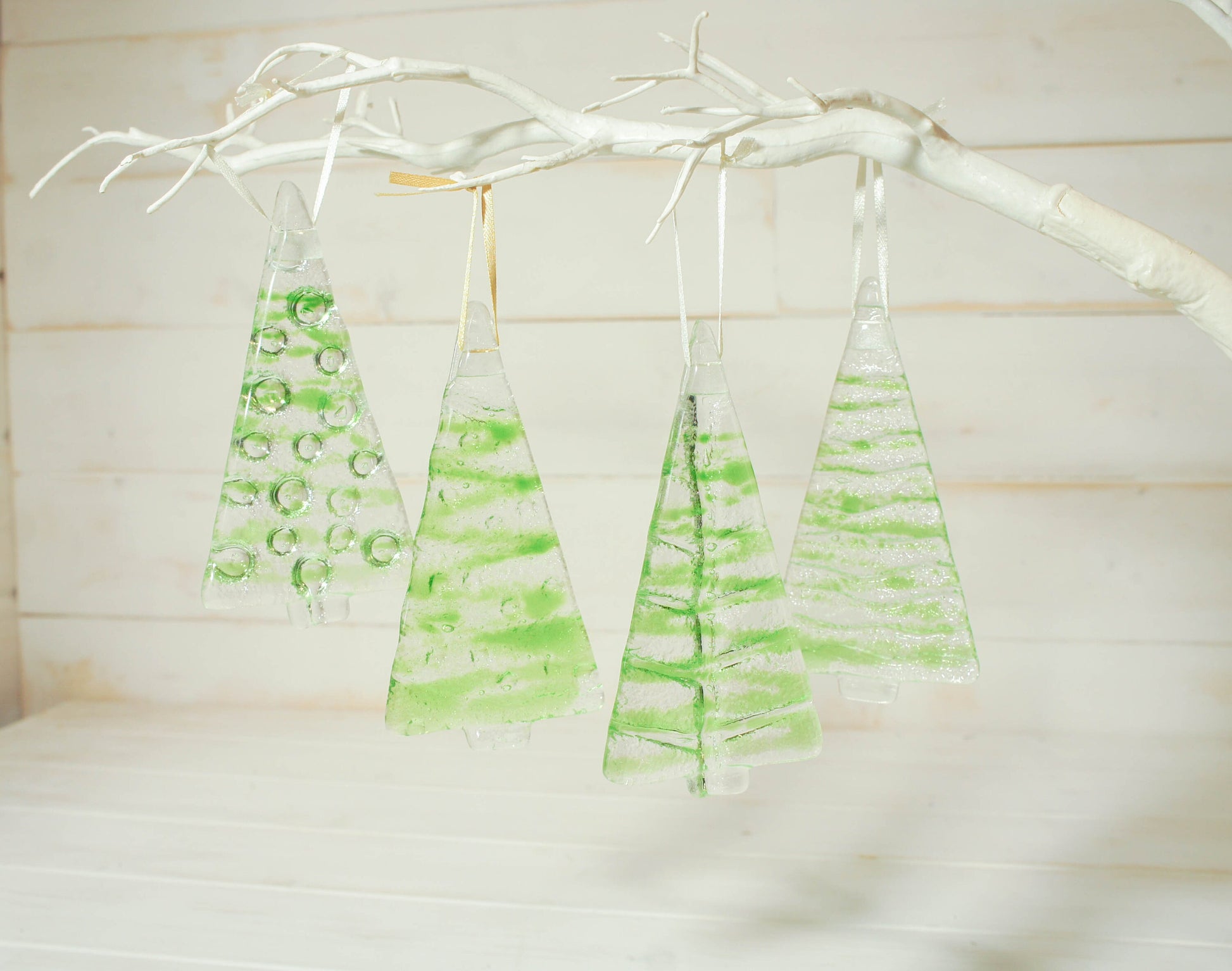 2 to 6 medium lime green trees, hanging lime green Christmas Decoration, 12cm/3 3/4"tall-glass tree Christmas tree decoration