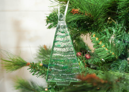 2 to 6 medium dark green Chritmas trees ornament, hanging dark green Christmas Decoration 12cm/3 3/4" tall-glass tree Christmas decoration