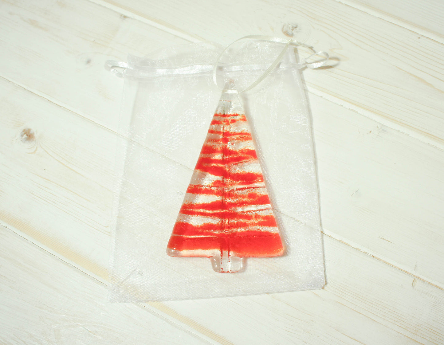 2 to 6 medium red trees, red Christmas Decoration 12cm / 3 3/4" high, hanging glass tree Christmas tree decoration