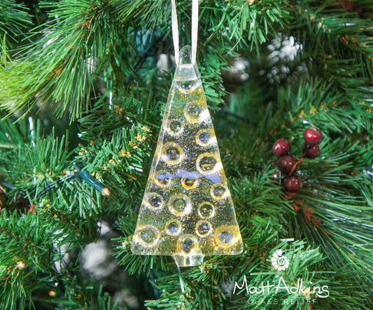 2 to 6 Medium Amber Chritmas trees, gold Christmas Decoration 12cm / 3 3/4" tall, hanging glass tree Christmas tree hanging ornament