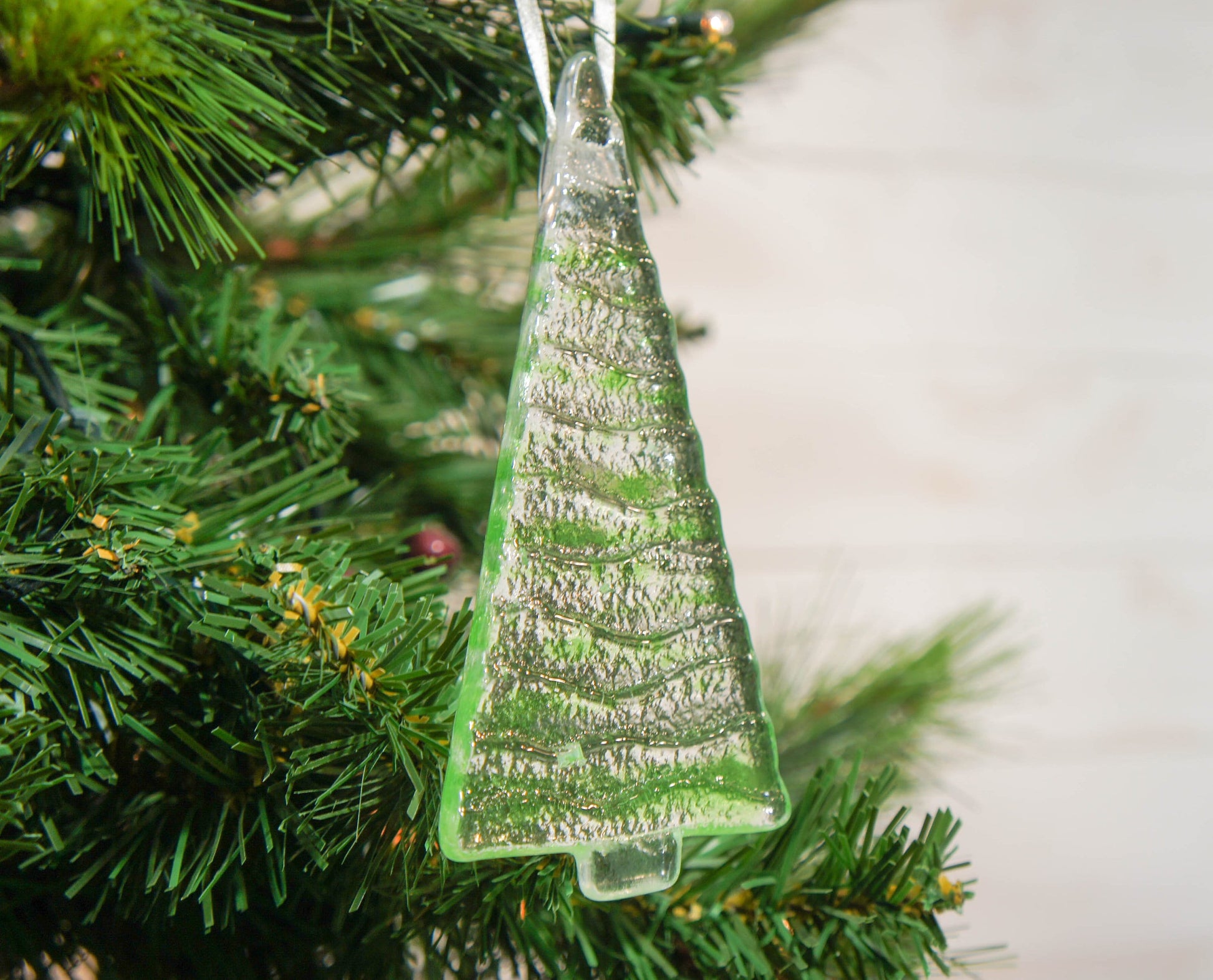 2 to 6 medium lime green trees, hanging lime green Christmas Decoration, 12cm/3 3/4"tall-glass tree Christmas tree decoration