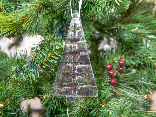 2 to 6 medium purple Christmas trees decorations, lilac Christmas hanging ornament 12cm / 3 3/4" tall-hanging glass tree Christmas tree