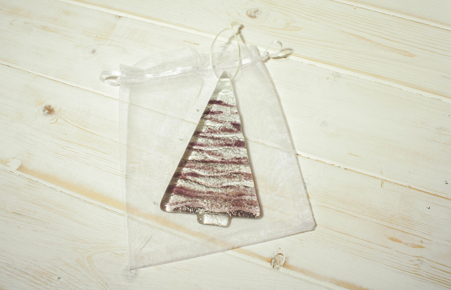 2 to 6 medium purple Christmas trees decorations, lilac Christmas hanging ornament 12cm / 3 3/4" tall-hanging glass tree Christmas tree