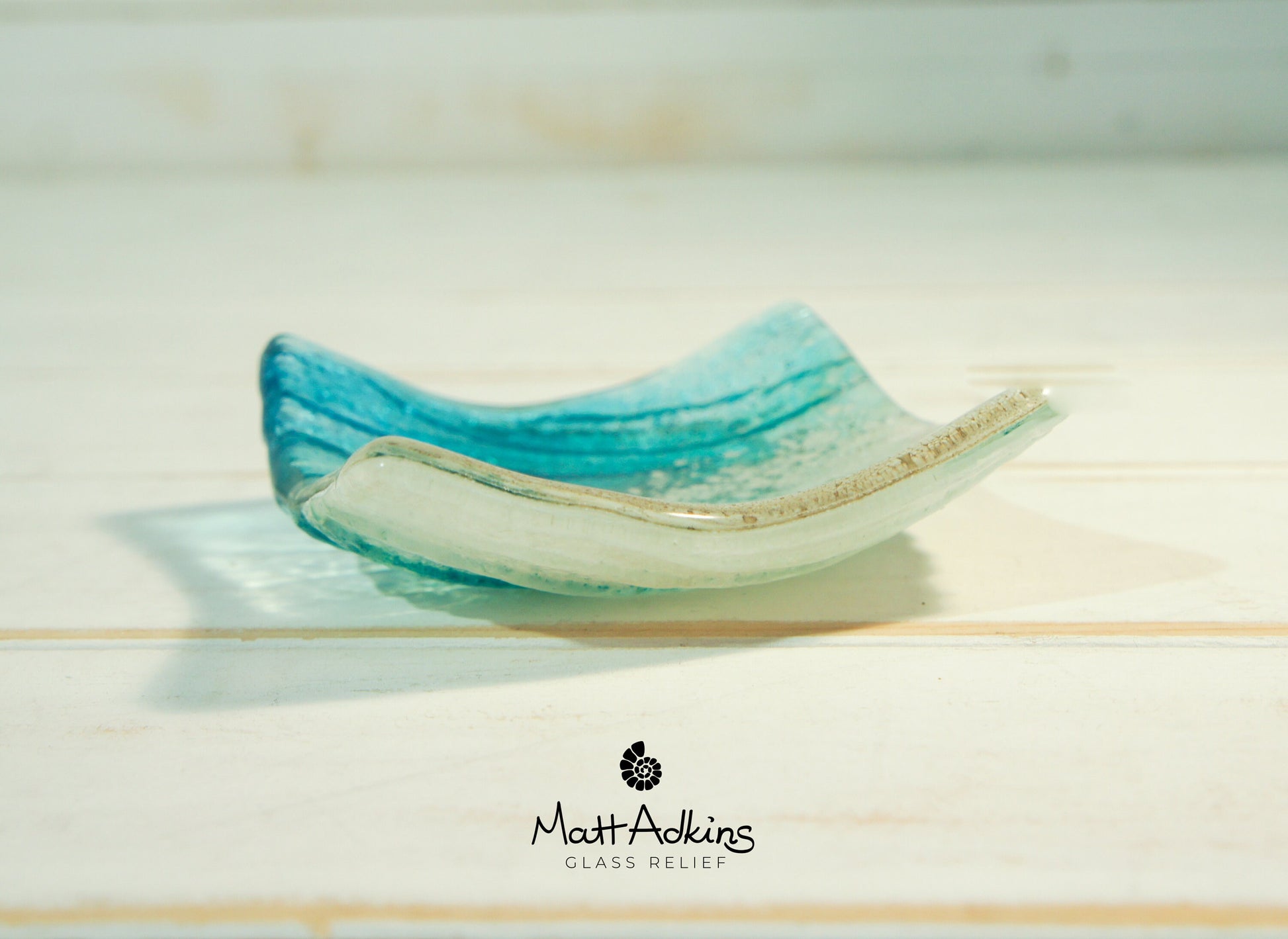 Sea Turquoise Blue handmade Ring Dish 10cm, fused glass trinket, coastal ring dish, fossil handmade dish, teal dish, seabed dish, ring holder, turquoise dish, coastal dish