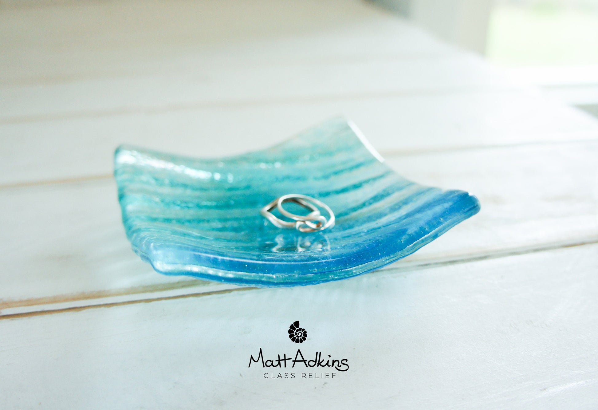 bathroom decor, fused glass trinket, ring dish, handmade dish, teal dish, seabed dish, ring holder, turquoise dish, coastal dish