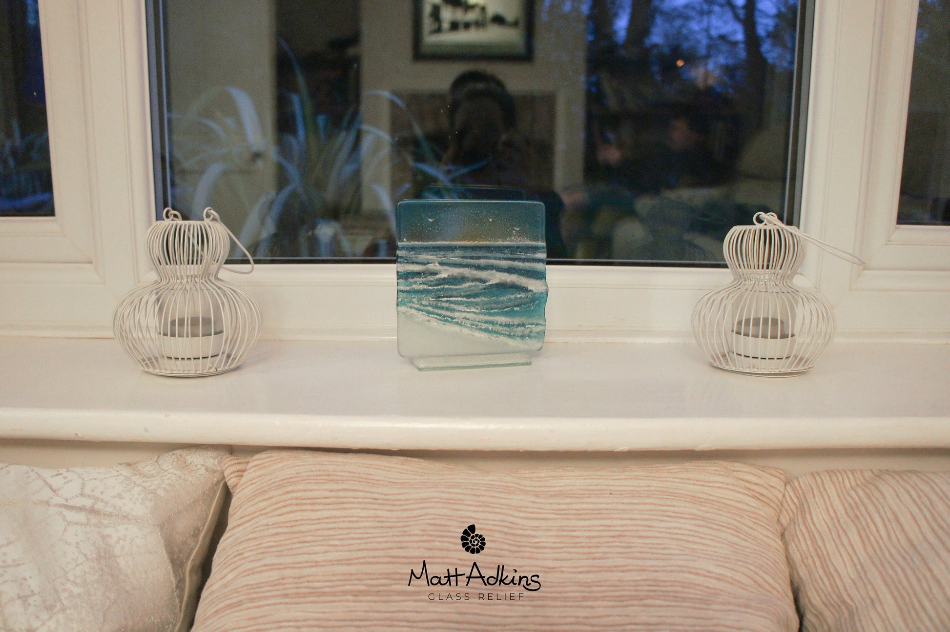 glass wave suncatcher, coastal glass art
