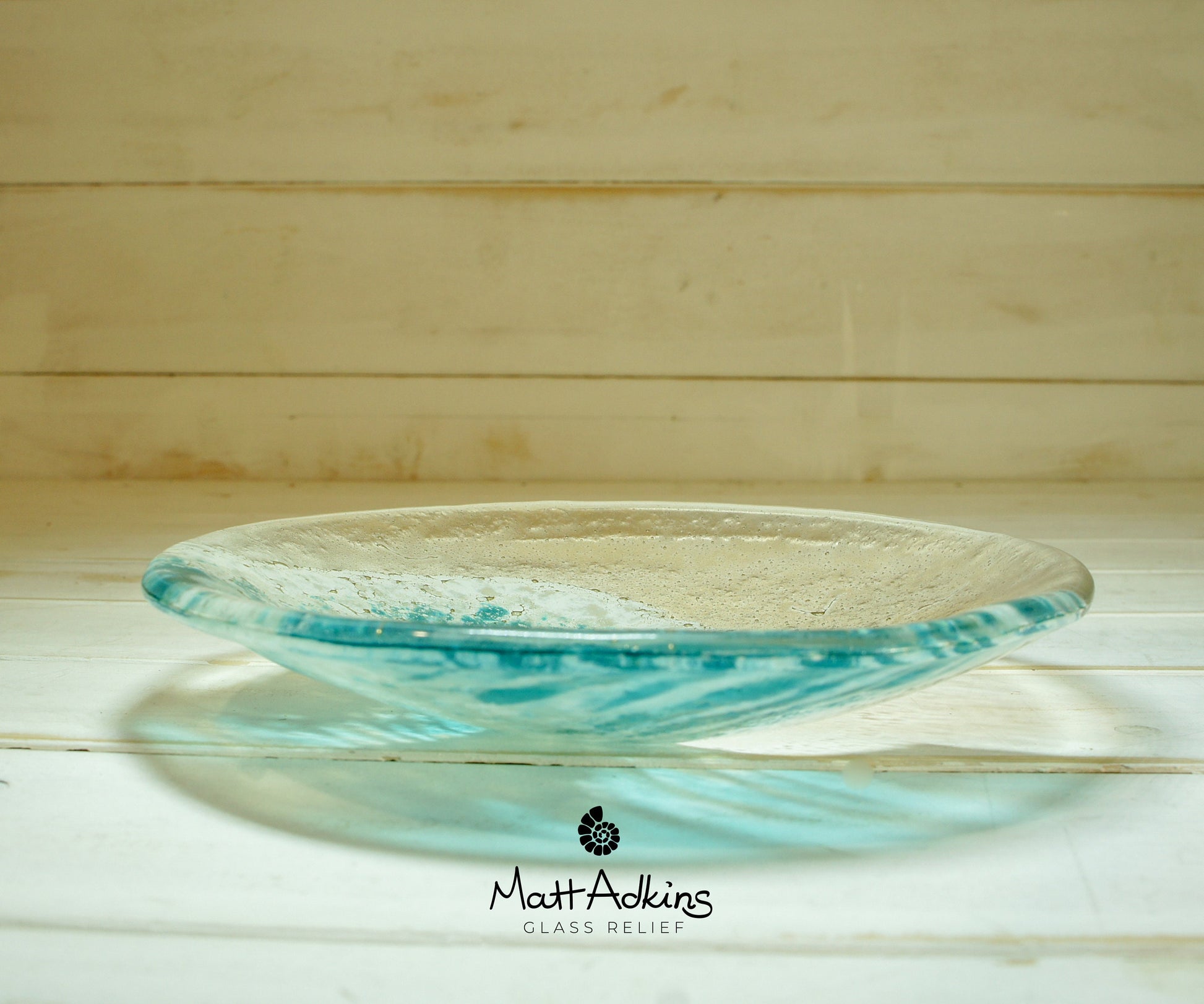 Teal Wave Bowl 20cm(8"), Turquoise Wave Sea Beach Fused Glass Fruit Bowl, beach room decor, seaside gifts, modern art, sea glass ornament