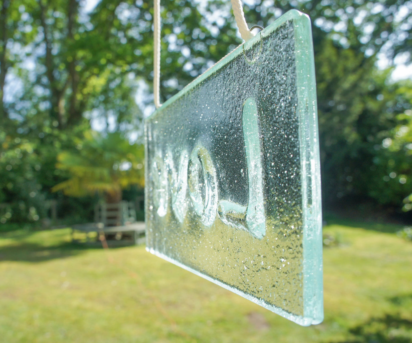 Love Suncatcher 20x10cm(8x4")| Love Sign Fused Glass Clear Hanging Suncatcher | love word sign | Handmade Window Decoration Art