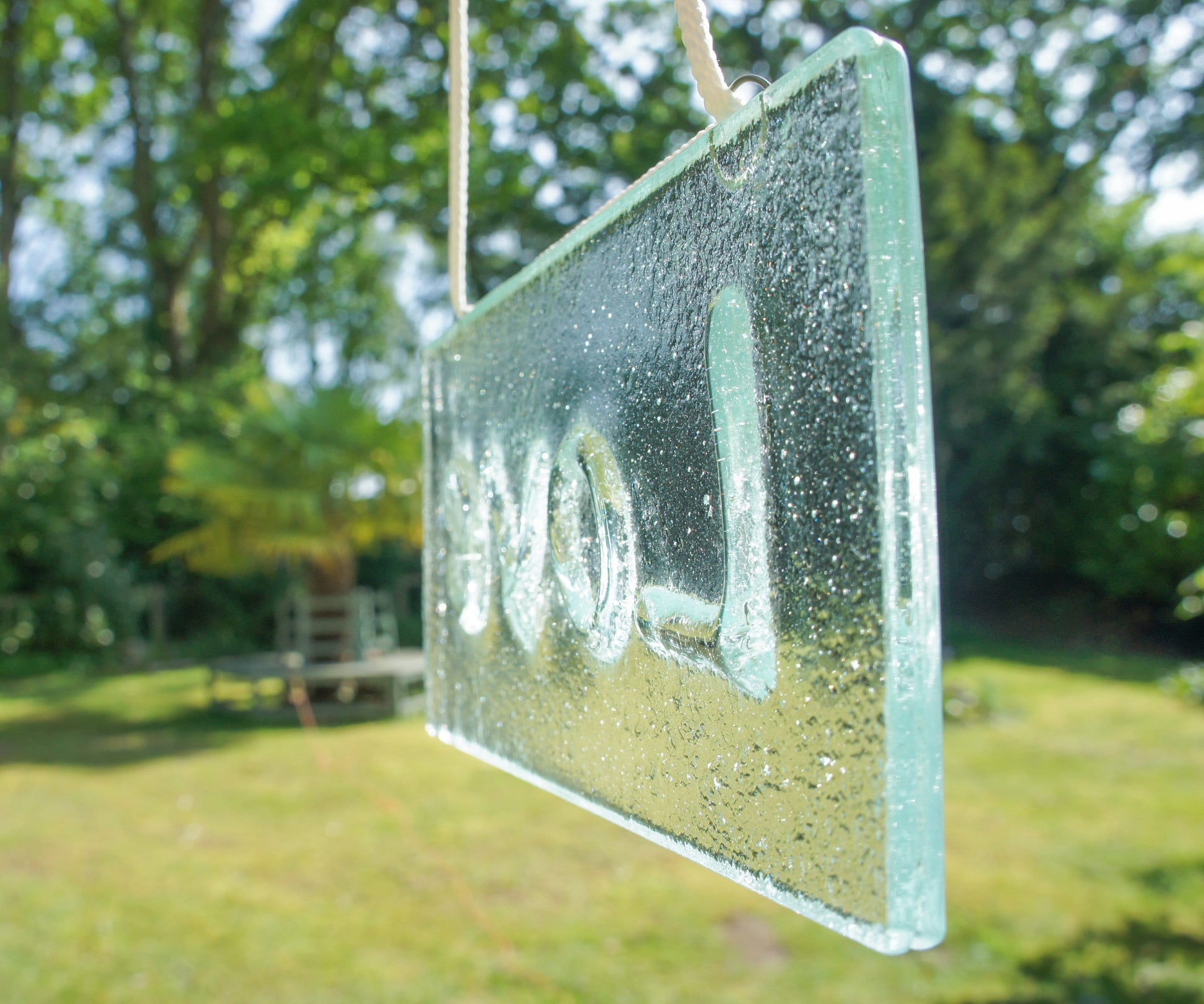 Love Suncatcher 20x10cm(8x4")| Love Sign Fused Glass Clear Hanging Suncatcher | love word sign | Handmade Window Decoration Art