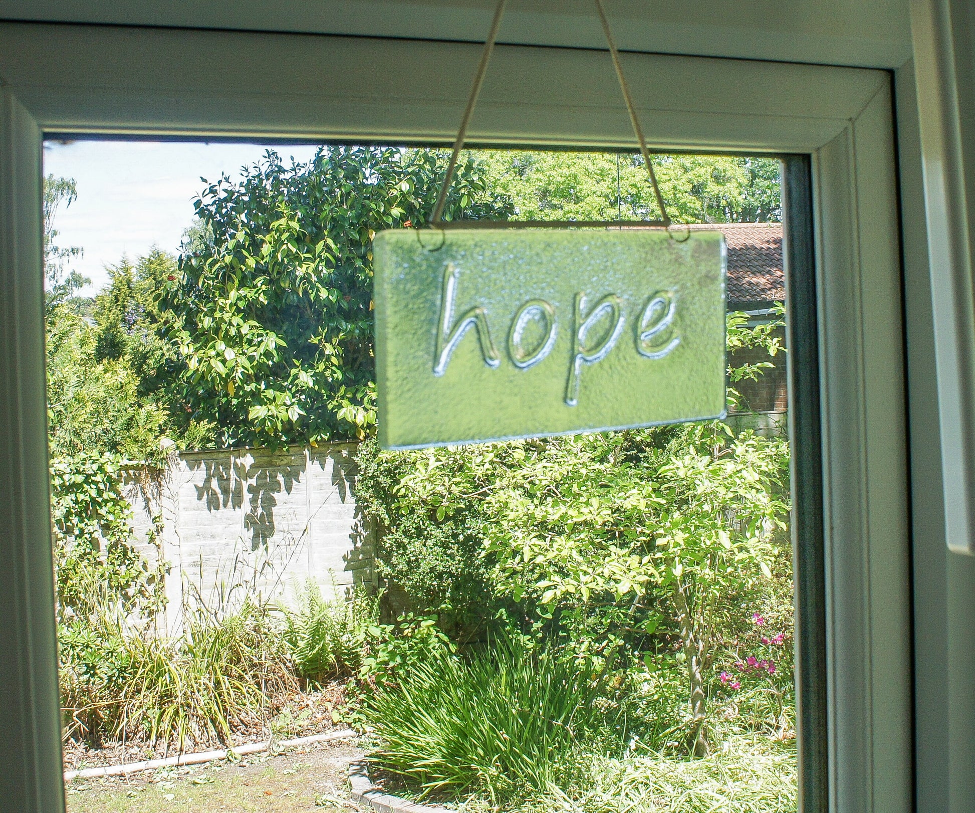 Hope Suncatcher 20x10cm(8x4")| Hope Sign Fused Glass Clear Hanging Suncatcher | hope word sign | Handmade Window Decoration Art