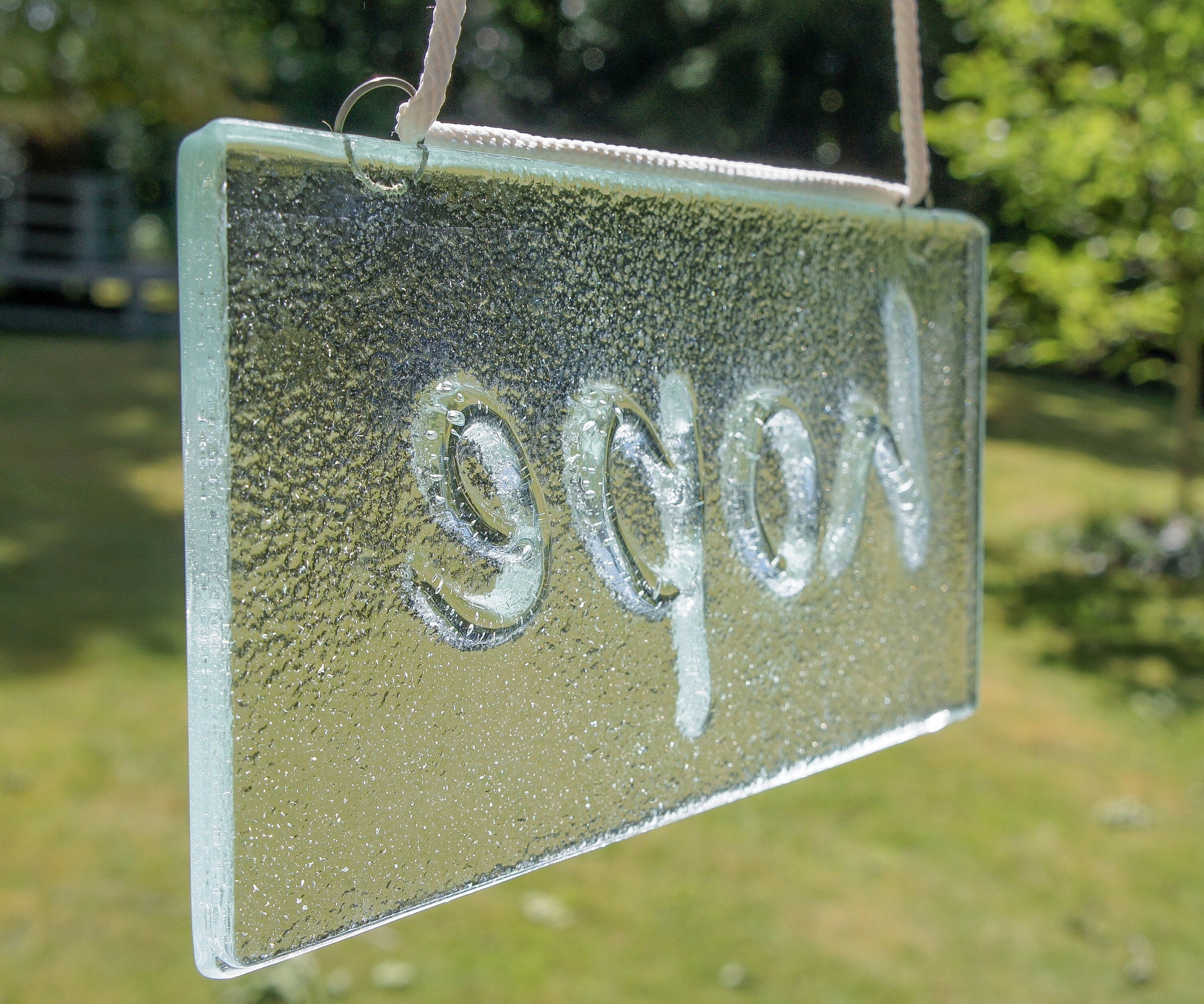 Hope Suncatcher 20x10cm(8x4")| Hope Sign Fused Glass Clear Hanging Suncatcher | hope word sign | Handmade Window Decoration Art