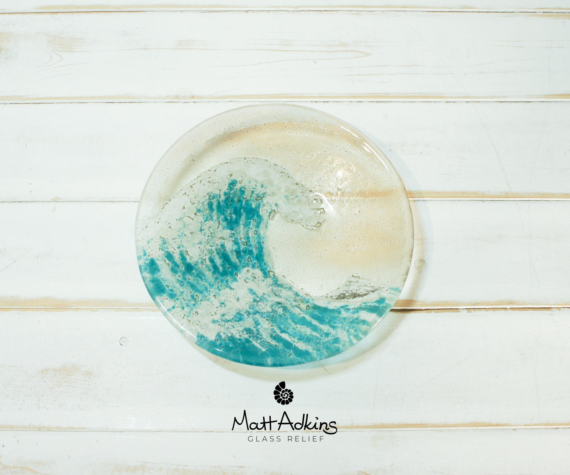 Teal Wave Bowl 20cm(8"), Turquoise Wave Sea Beach Fused Glass Fruit Bowl, beach room decor, seaside gifts, modern art, sea glass ornament