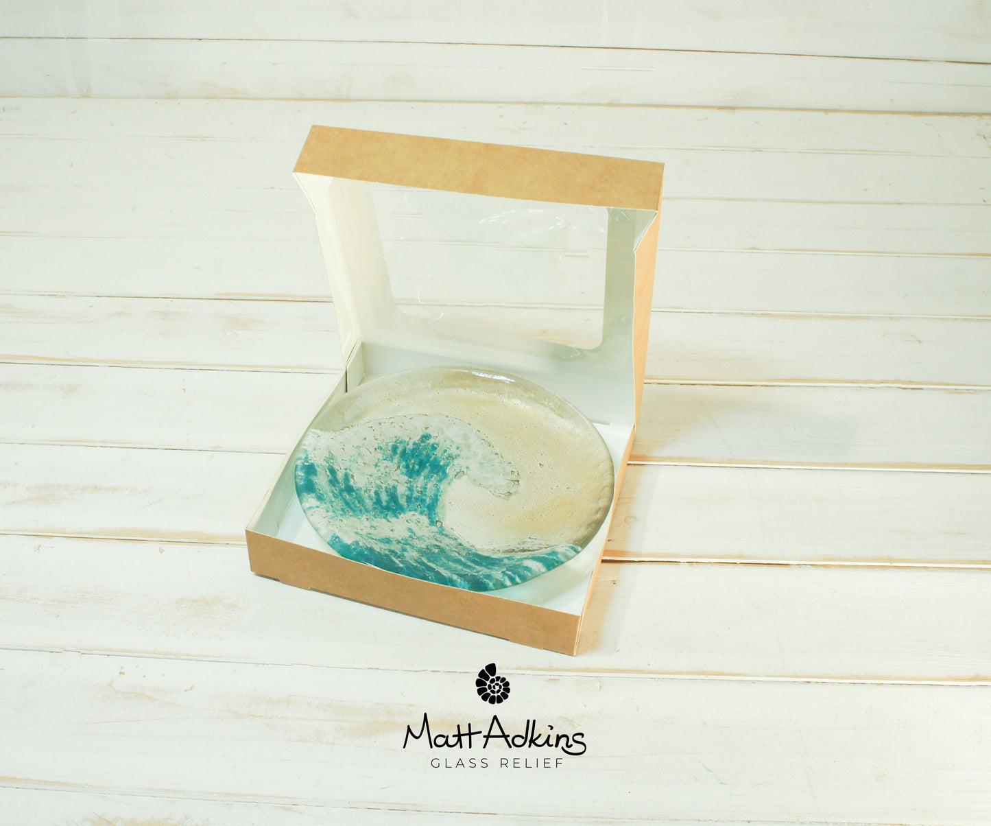 Teal Wave Bowl 20cm(8"), Turquoise Wave Sea Beach Fused Glass Fruit Bowl, beach room decor, seaside gifts, modern art, sea glass ornament