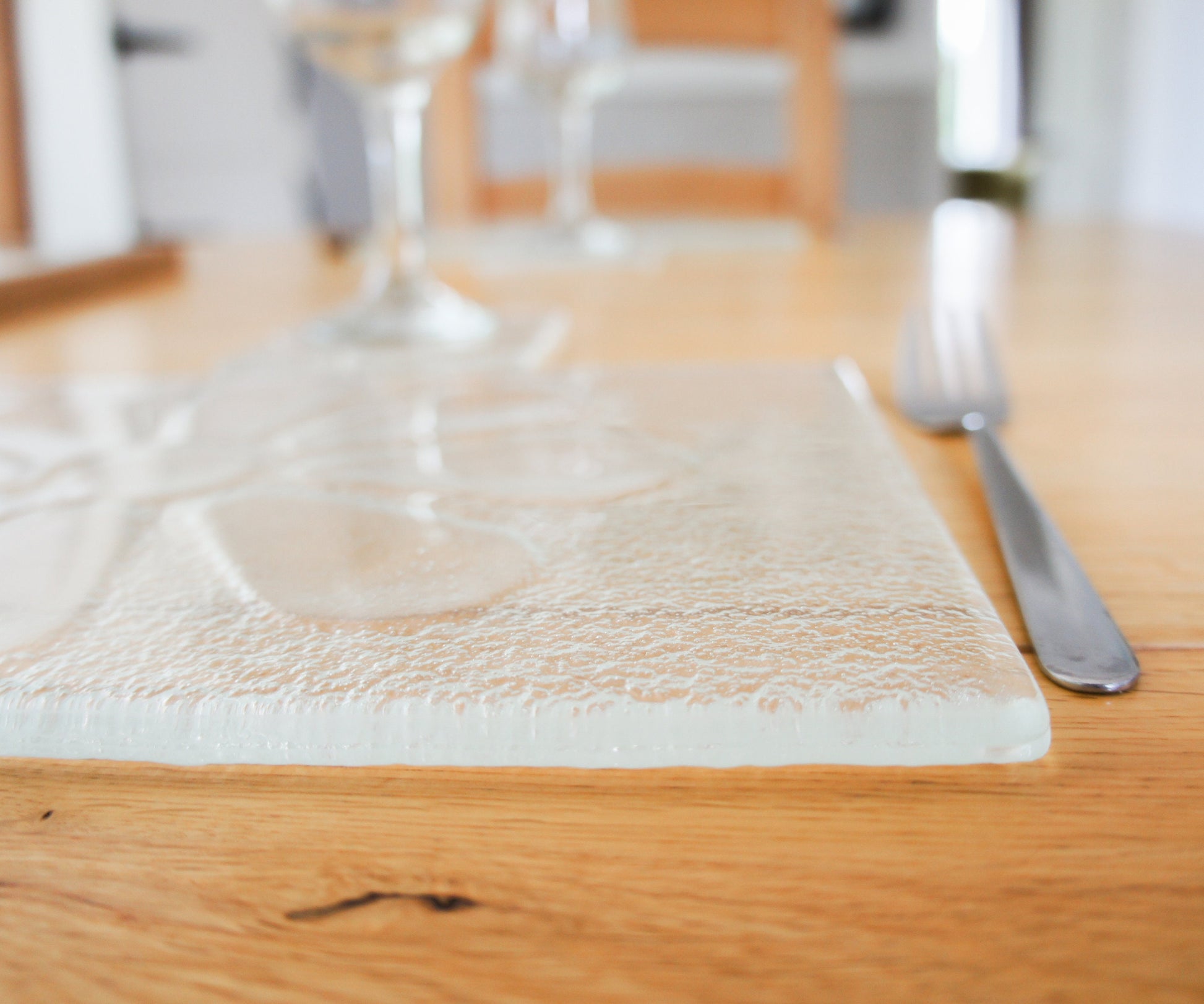 Daisy Placemat 30x20cm(11 3/4x8 1/4"), Clear Daisy Fused Glass Seaside Table Pad, Flower Glass Tableware, Flower Table Mat