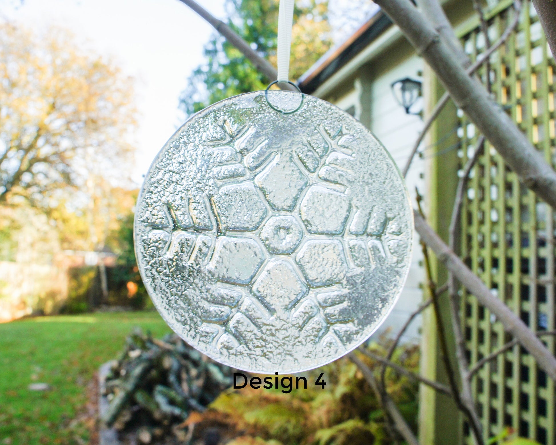 Snowflake Suncatcher 12cm(5") Turquoise and/or Clear Design 4 | Snowflake Winter Christmas Glass Hanging Window Decor | Fused Glass Round