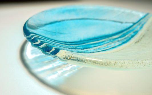 fused glass beach bowl, handmade fused glass key rest, decorative bowl