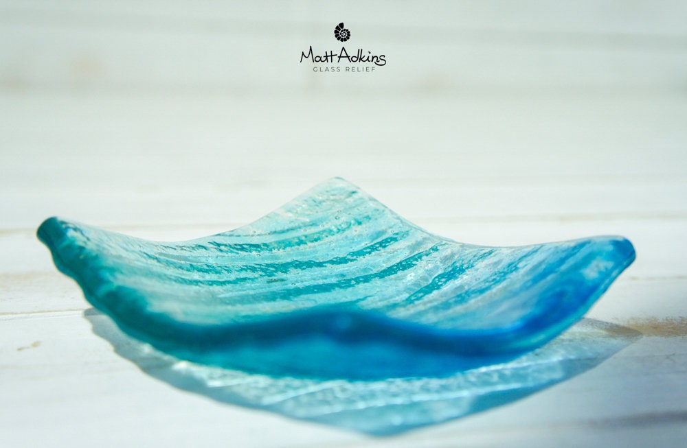 fused glass trinket, ring dish, handmade dish, teal dish, seabed dish, ring holder, turquoise dish, coastal dish