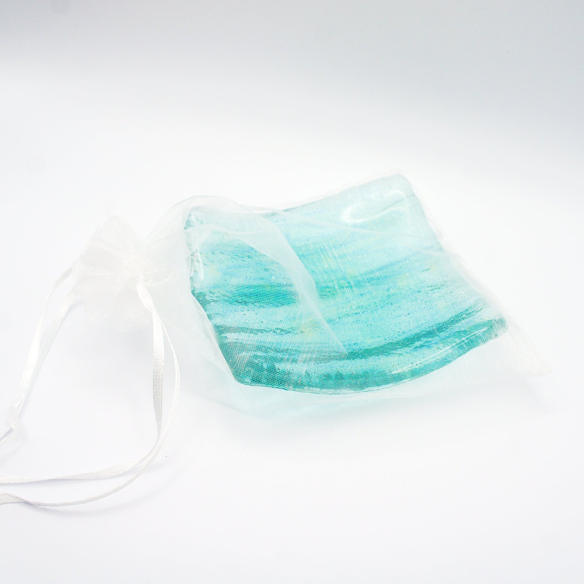 turquoise glass trinket, teal candle holder, turquoise glass ring holder