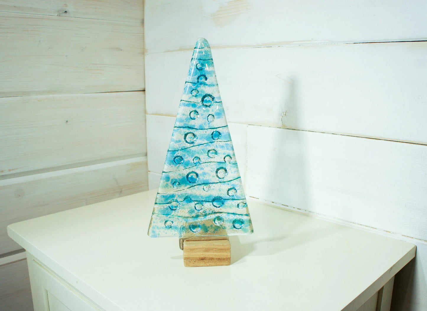 blue turquoise fused glass christmas decoration, glass christmas, glass christmas, glass christmas tree glass christmas ornament