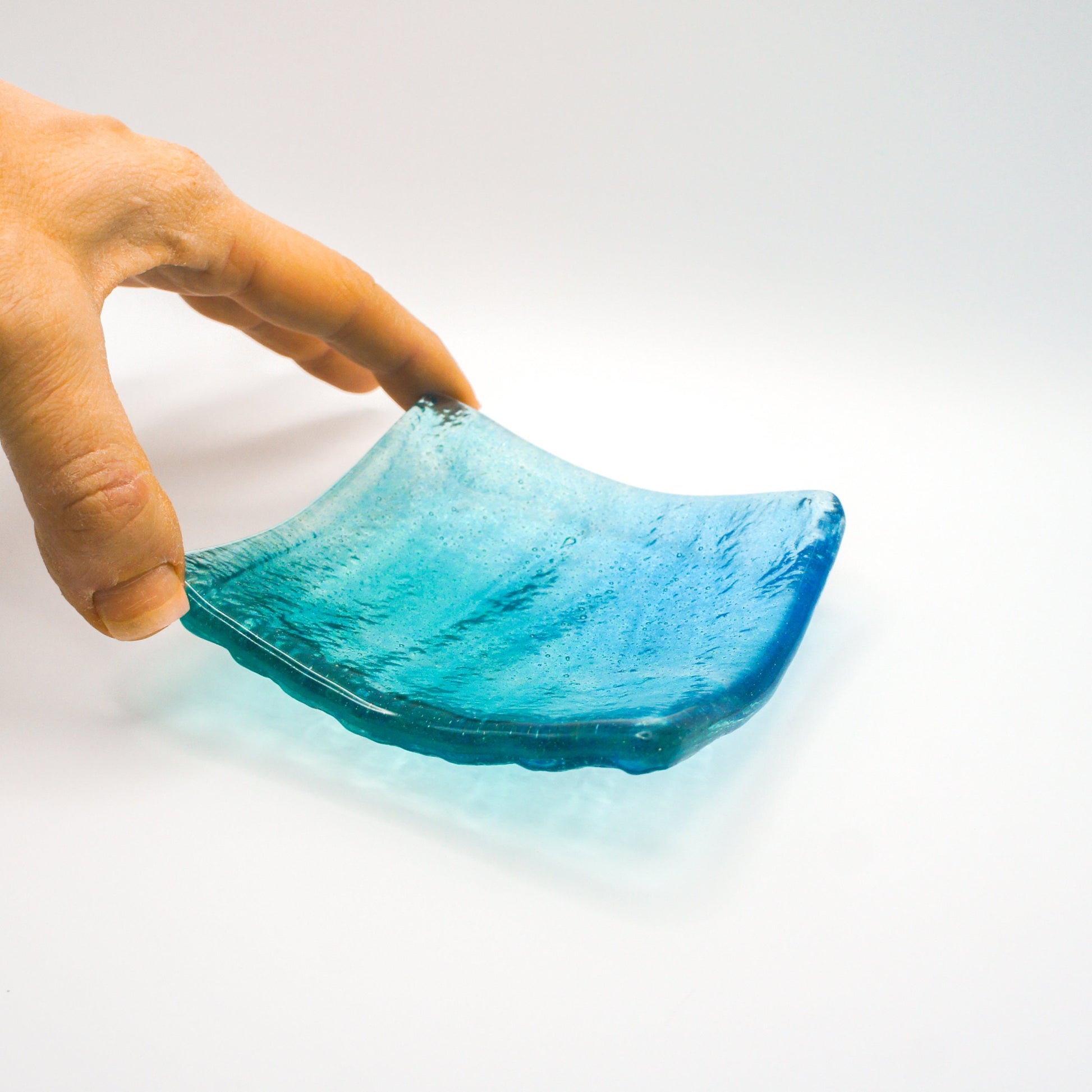 fused glass trinket, ring dish, handmade dish, teal dish, seabed dish, ring holder, turquoise dish, coastal dish