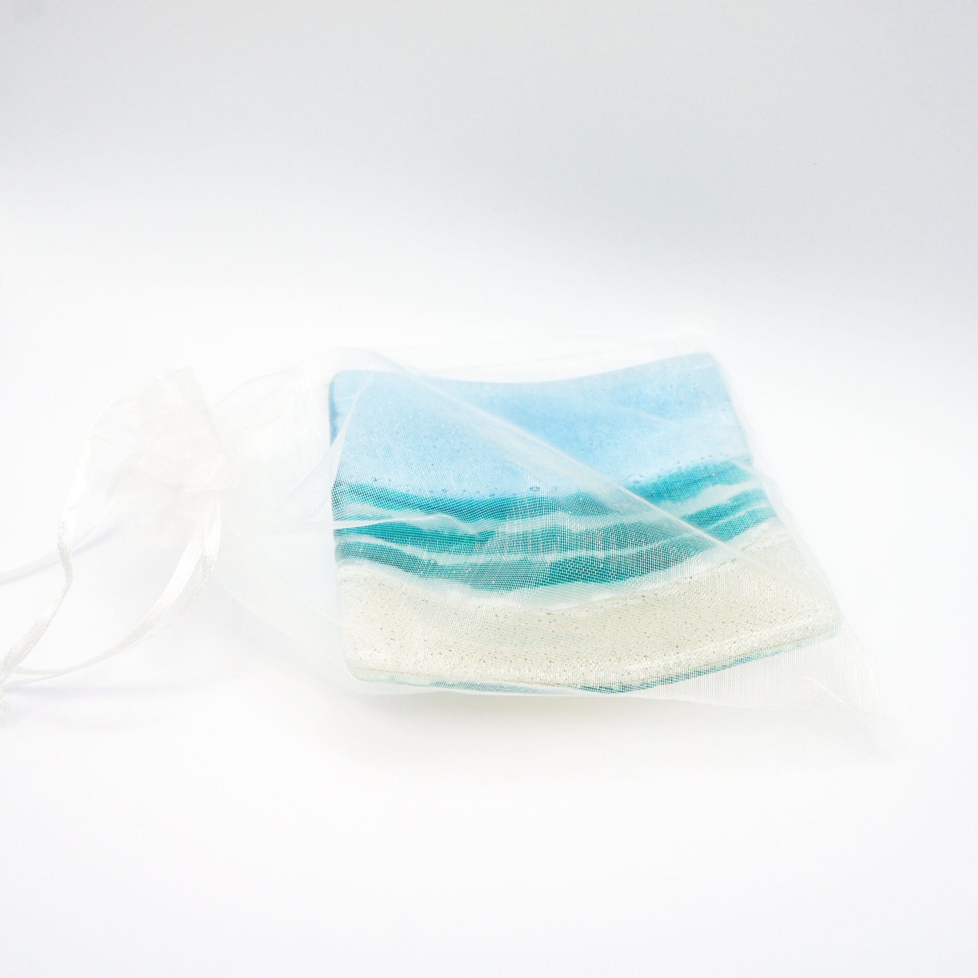 Sea Turquoise Blue handmade Ring Dish 10cm, fused glass trinket, coastal ring dish, fossil handmade dish, teal dish, seabed dish, ring holder, turquoise dish, coastal dish
