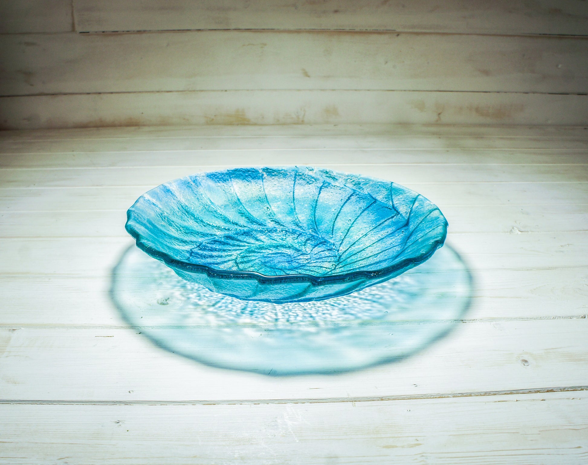 glass bowl, fruit bowl, ammonite glass fruit bowl, fossil ornament, blue teal bowl decor