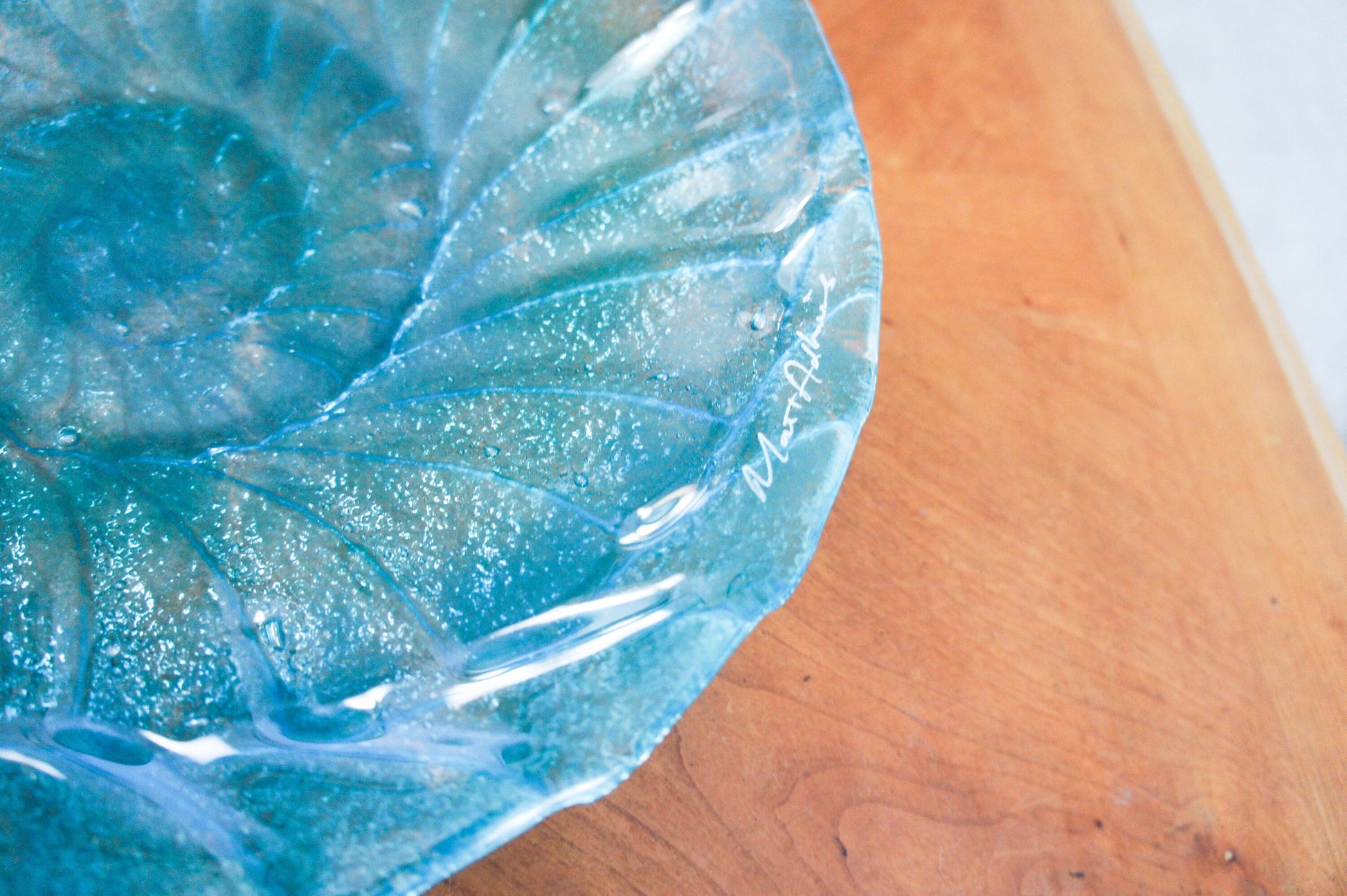 glass bowl, fruit bowl, ammonite glass fruit bowl, fossil ornament, blue teal bowl decor