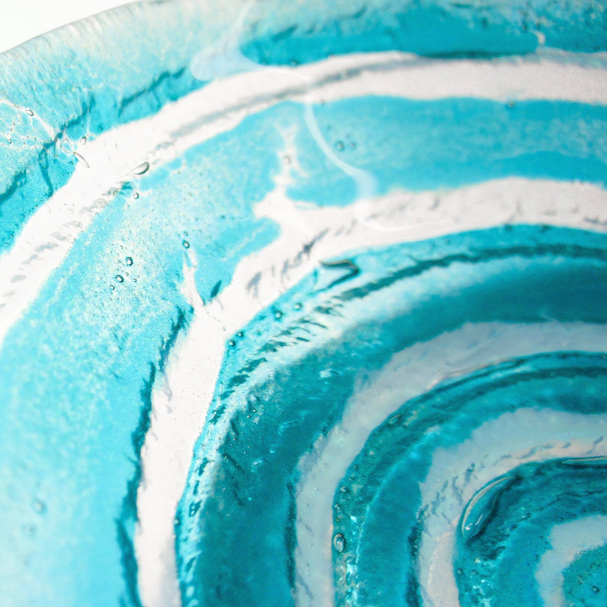 table centerpiece	handmade bowl	housewarming gift	couples gift	Turquoise Swirl	Fused Glass Bowl	Teal Swirl	Glass Fruit Bowl	engagement present	glass ornament	first home gift	beach house decor	coffee table decor