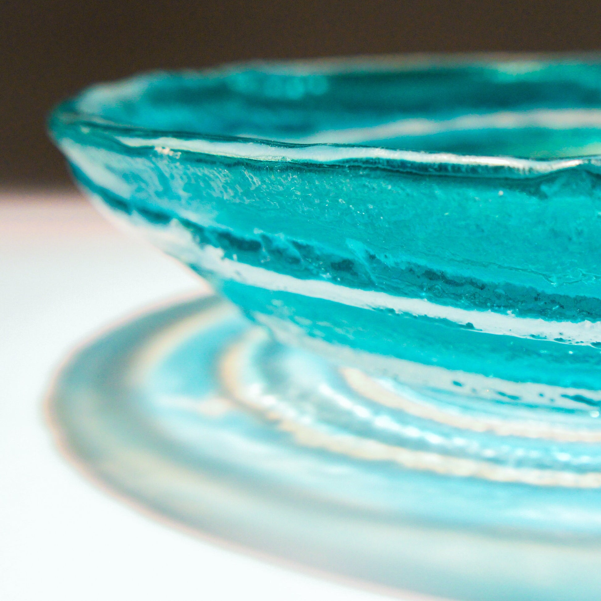 table centerpiece	handmade bowl	housewarming gift	couples gift	Turquoise Swirl	Fused Glass Bowl	Teal Swirl	Glass Fruit Bowl	engagement present	glass ornament	first home gift	beach house decor	coffee table decor