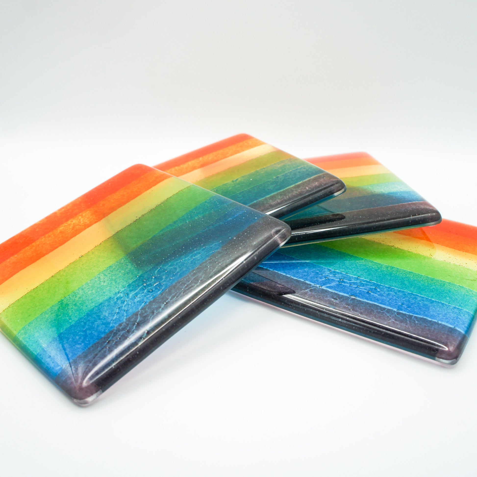 rainbow fused glass coaster, handmade coaster, tile coaster, rainbow glass, fused glass, fusing, lgbtq gift, housewarming gift, pride gift, gift for her, gift for him,colourful coaster, glass art, single gift