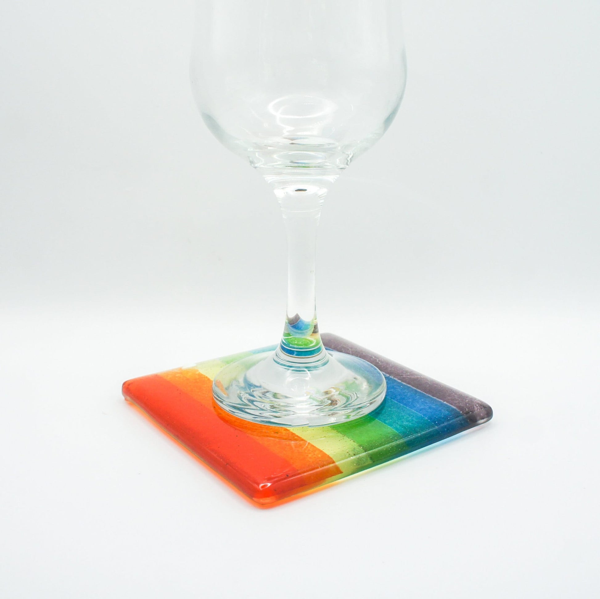 rainbow fused glass coaster, handmade coaster, tile coaster, rainbow glass, fused glass, fusing, lgbtq gift, housewarming gift, pride gift, gift for her, gift for him,colourful coaster, glass art, single gift