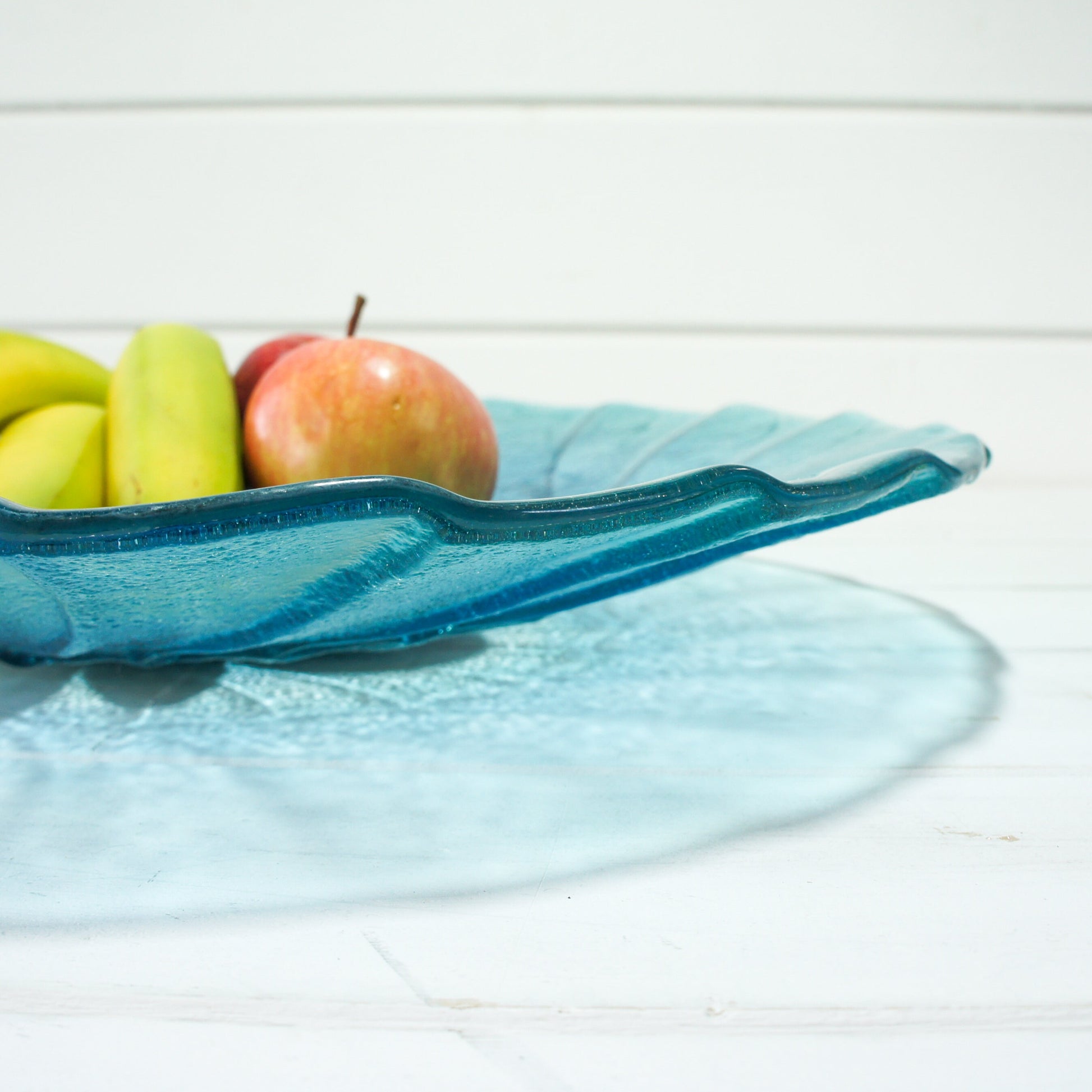 glass bowl, fruit bowl, ammonite glass fruit bowl, fossil ornament, blue teal bowl decor,Beach House Decor, Decorative Bowl, Glass Art