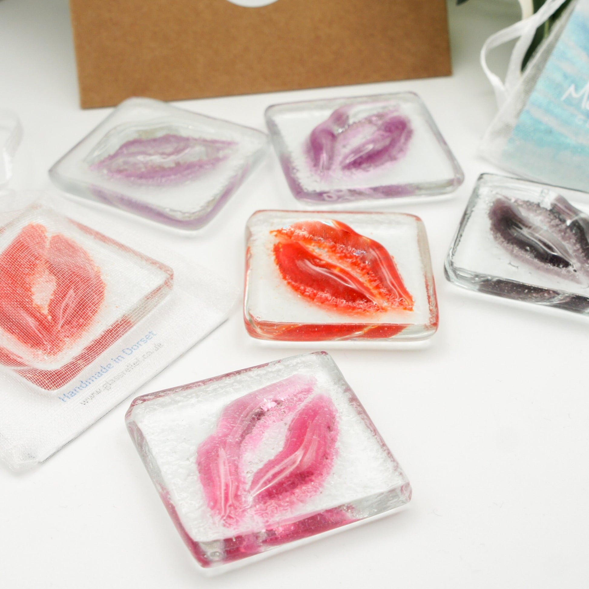 Fused Glass Kiss Lips Pocket Hug Engraved I love you girlfriend gift boyfriend gift teenage girl gift sea glass art 1st anniversary bridesmaid gifts cheap gifts wedding favours