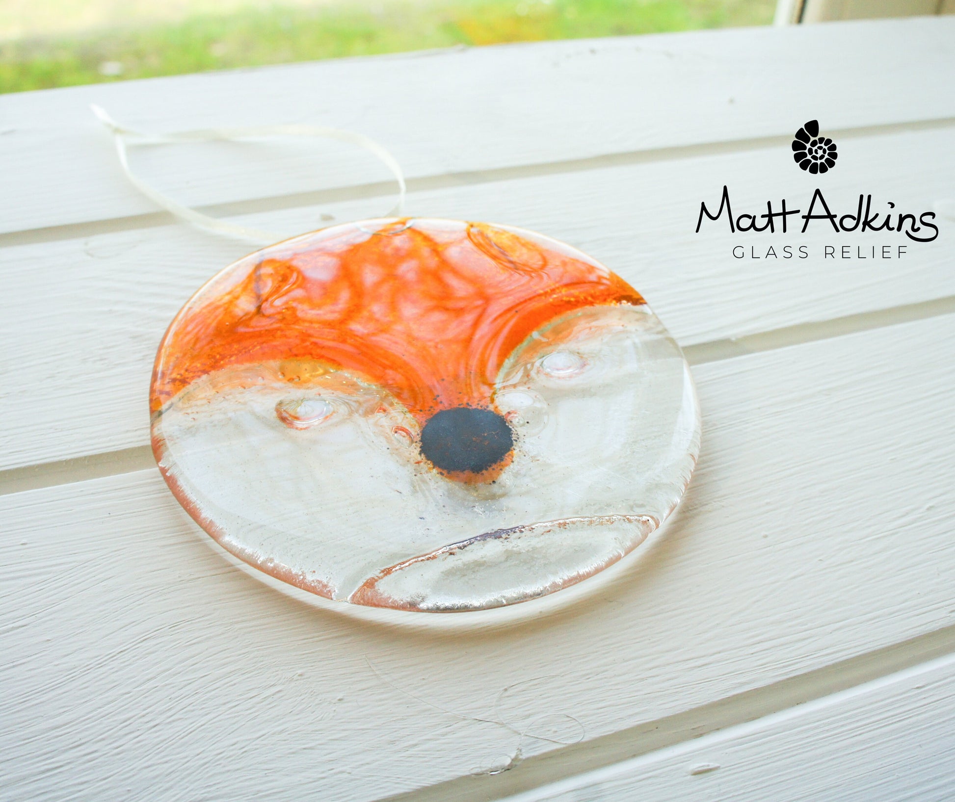 fused glass hanging ornament fox art fox gifts yard art glass sea glass art house warming nanny gift Fox Glass Suncatcher gift for couple hostess gift garden yard