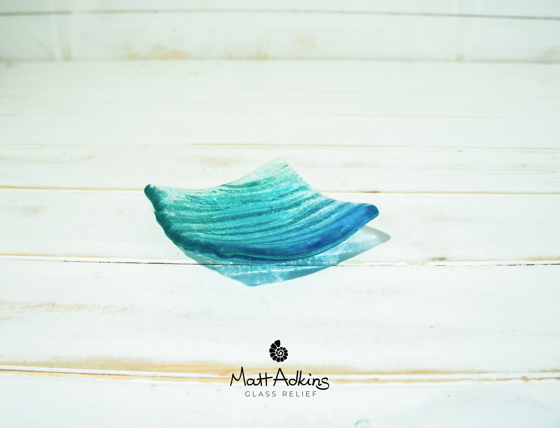 Blue Teal Seabed Glass Dish 10cm(4") with optional organza bag, fused glass trinket dish, ring dish, jewelry bowl, turquoise bathroom decor
