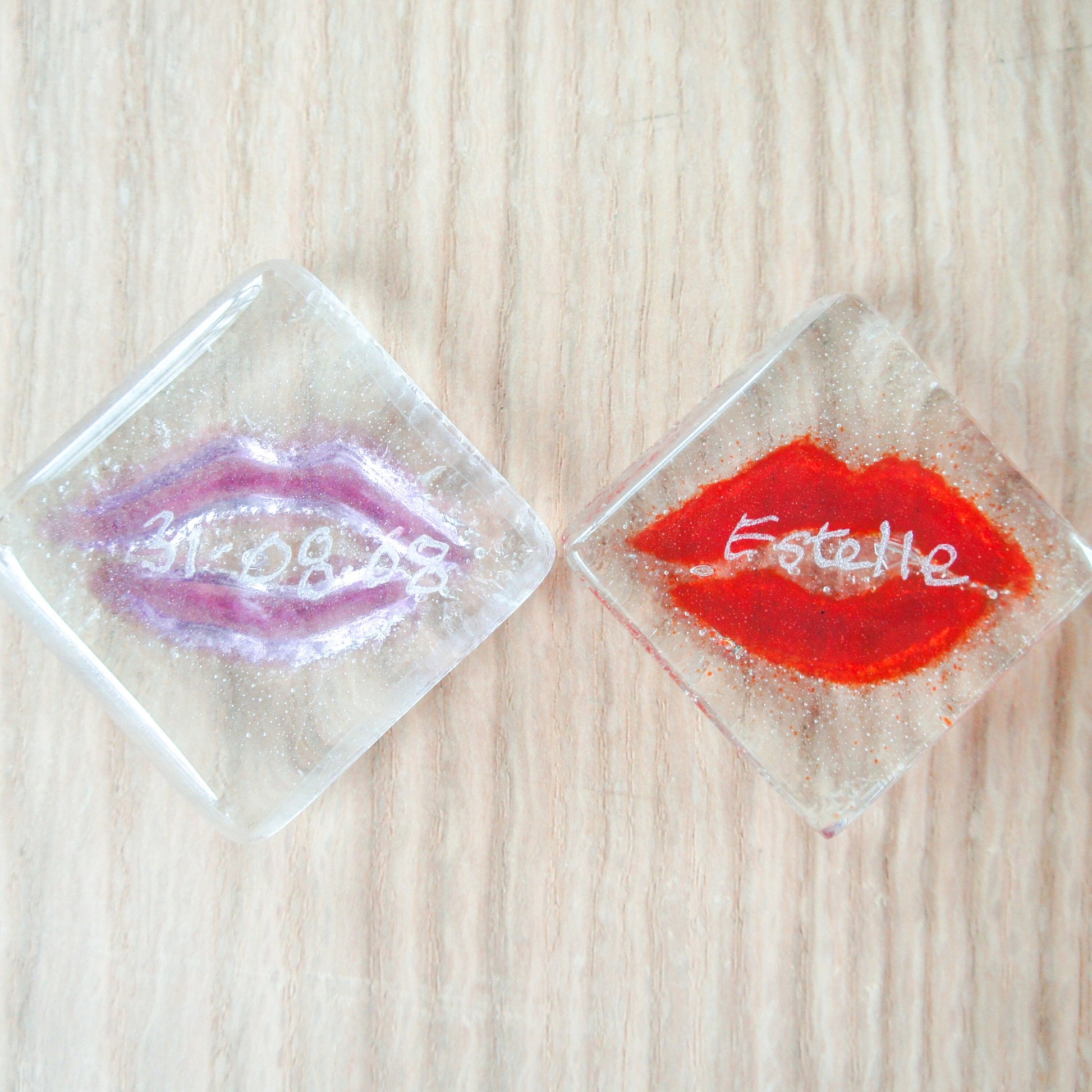 Fused Glass Kiss Lips Pocket Hug Engraved I love you girlfriend gift boyfriend gift teenage girl gift sea glass art 1st anniversary bridesmaid gifts cheap gifts wedding favours