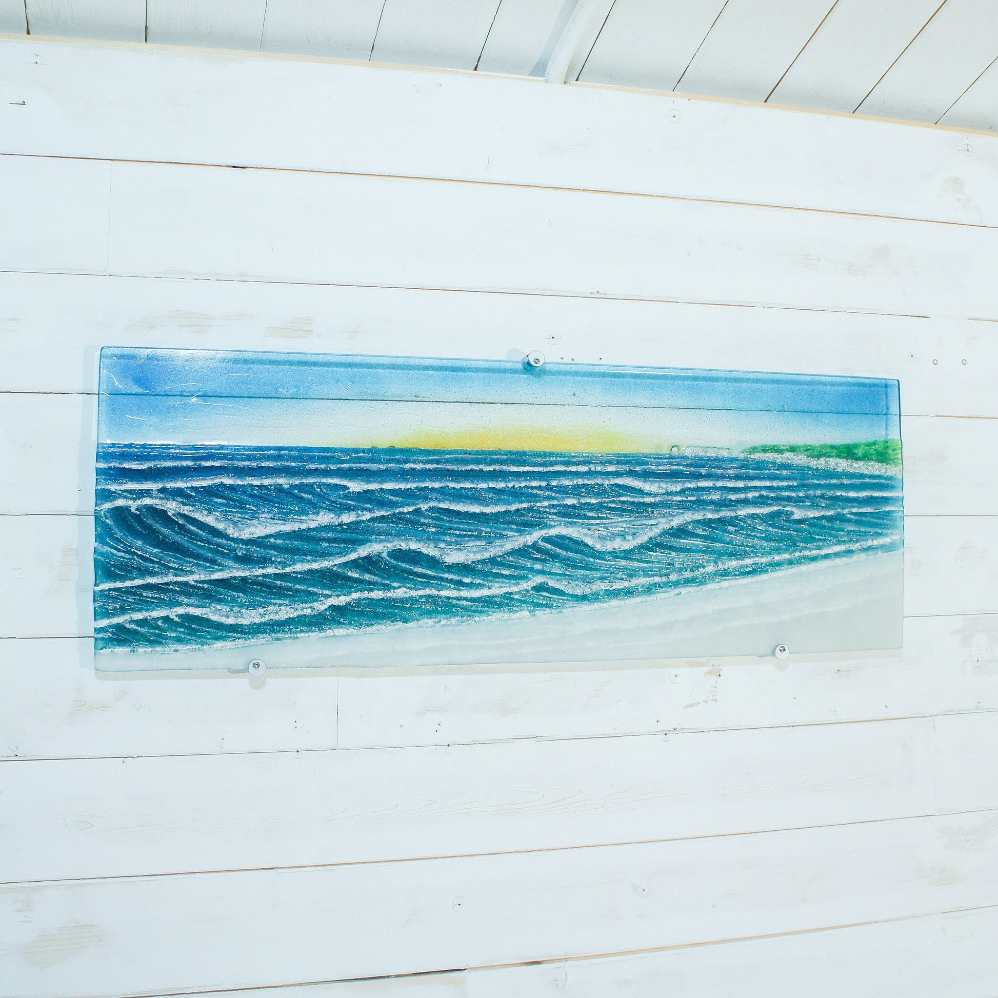 Extra Large Art
Panoramic Wall Art
Blue Teal Sunset
Wave Wall Art
3D art
sea glass art
textured art
wall sculpture
glass wall panel
landscape wall art
modern 3d art
living room decor
turquoise sailing