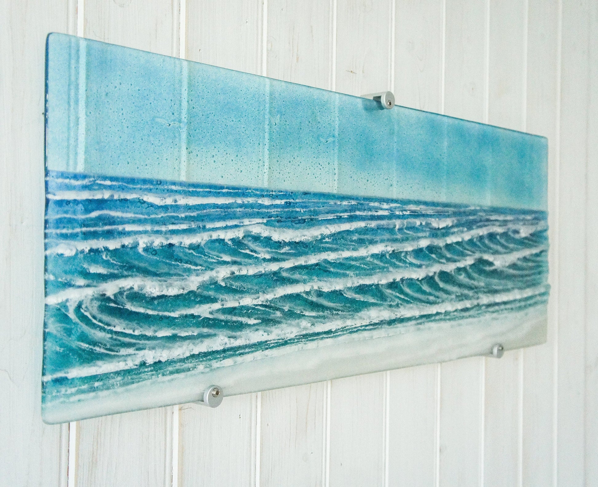 Large Panoramic Wave
fused glass wall art
teal turquoise
blue ocean
wall panel
glass sculpture
bedroom wall art
landscape wall art
sea glass art
surfing sailing
nautical gift
textured wall art
glass art wall decor