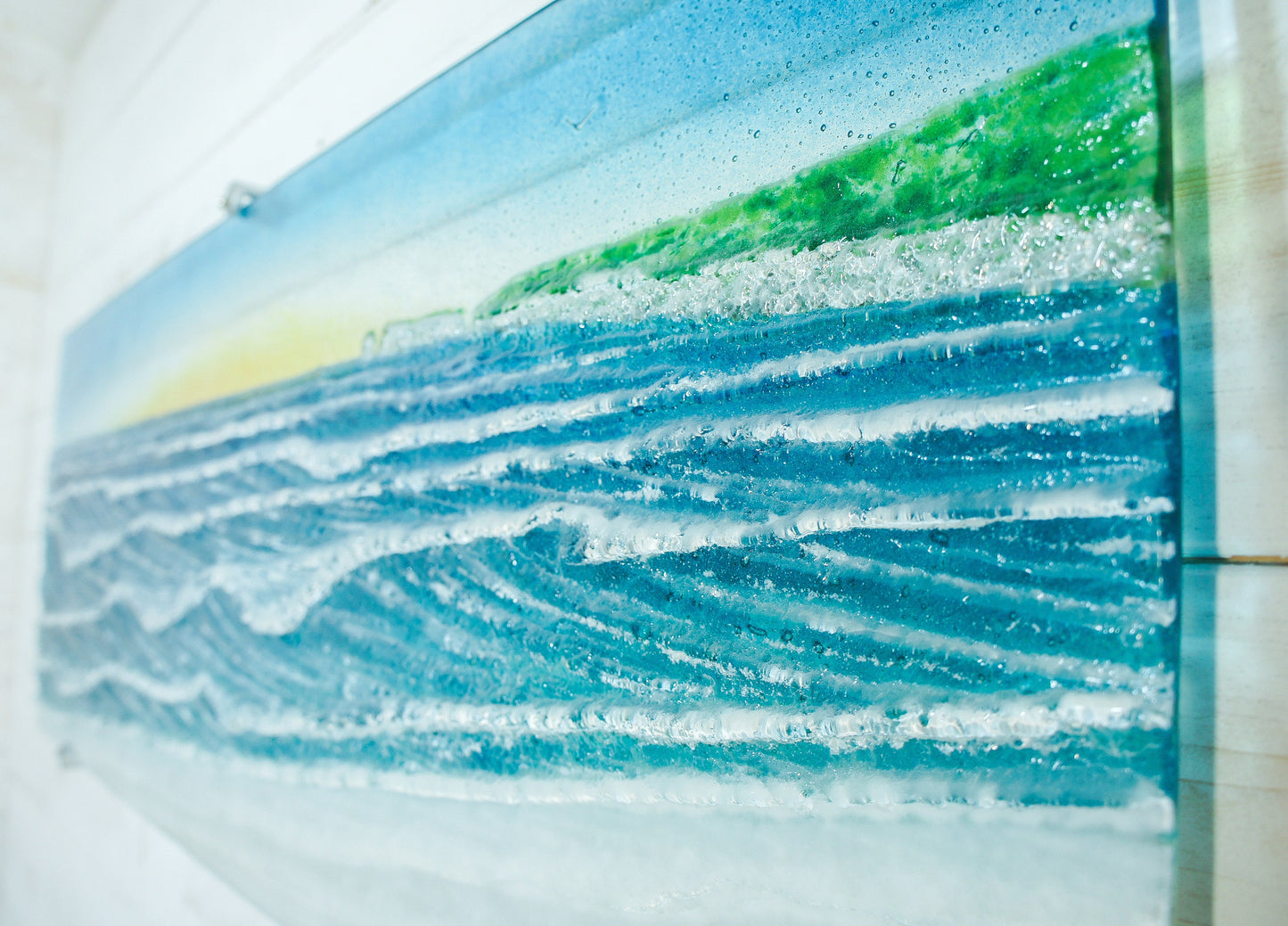 Extra Large Art
Panoramic Wall Art
Blue Teal Sunset
Wave Wall Art
3D art
sea glass art
textured art
wall sculpture
glass wall panel
landscape wall art
modern 3d art
living room decor
turquoise sailing