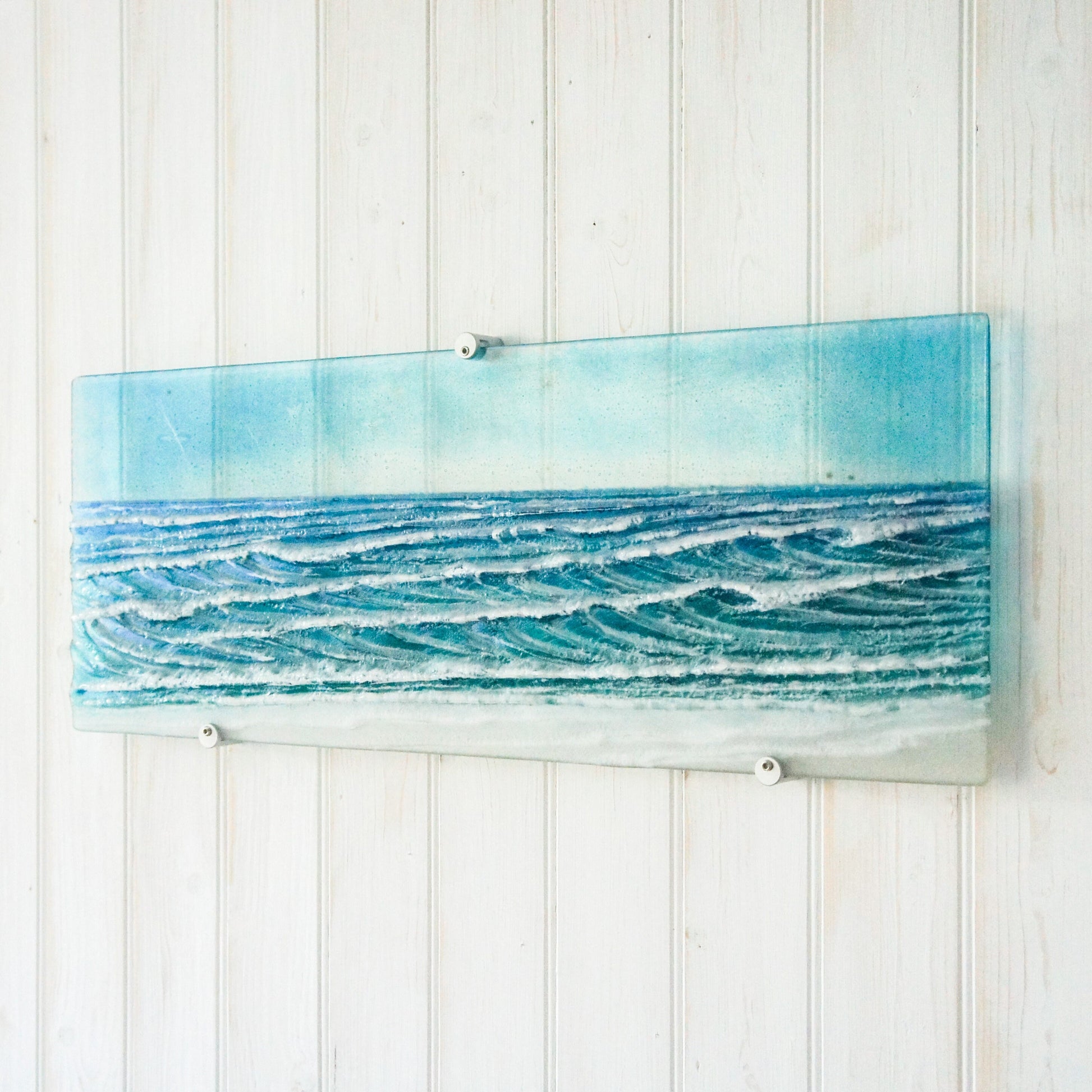 Large Panoramic Wave
fused glass wall art
teal turquoise
blue ocean
wall panel
glass sculpture
bedroom wall art
landscape wall art
sea glass art
surfing sailing
nautical gift
textured wall art
glass art wall decor