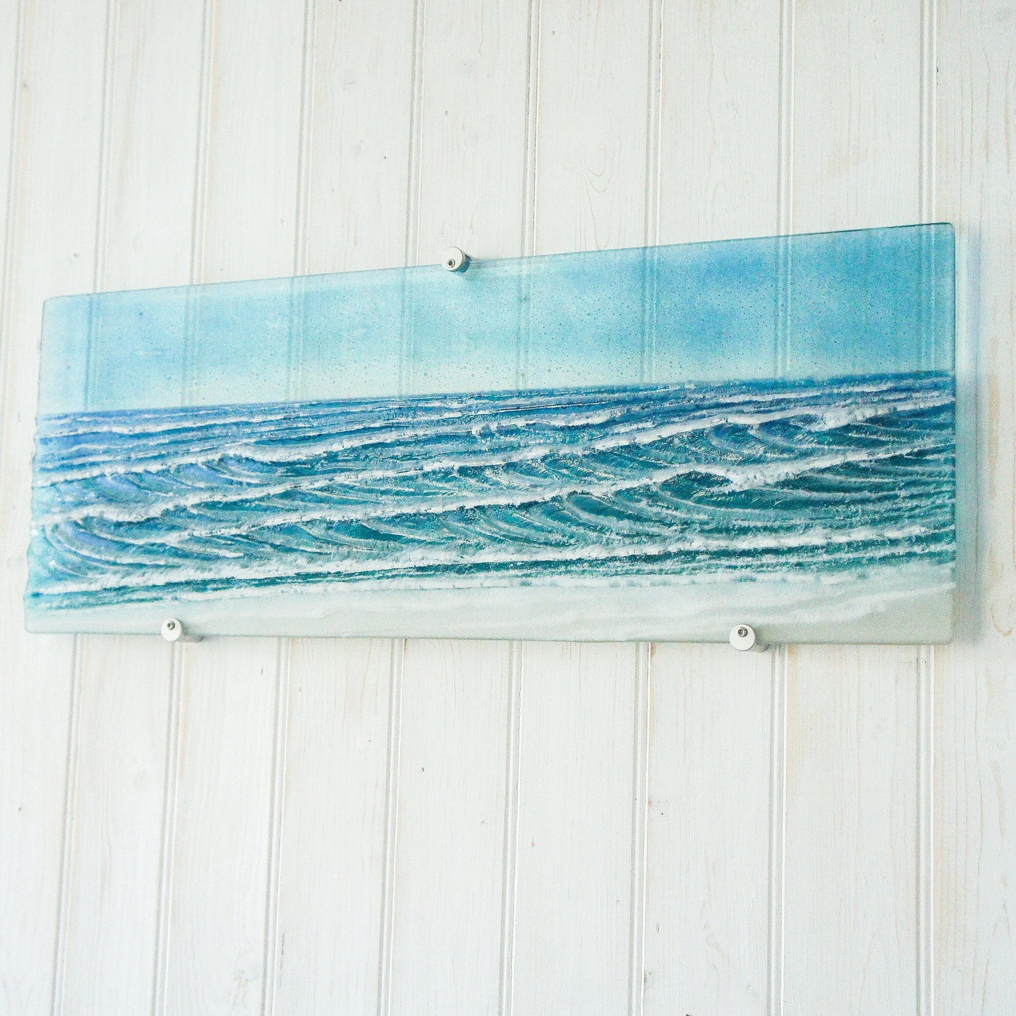 Large Panoramic Wave
fused glass wall art
teal turquoise
blue ocean
wall panel
glass sculpture
bedroom wall art
landscape wall art
sea glass art
surfing sailing
nautical gift
textured wall art
glass art wall decor