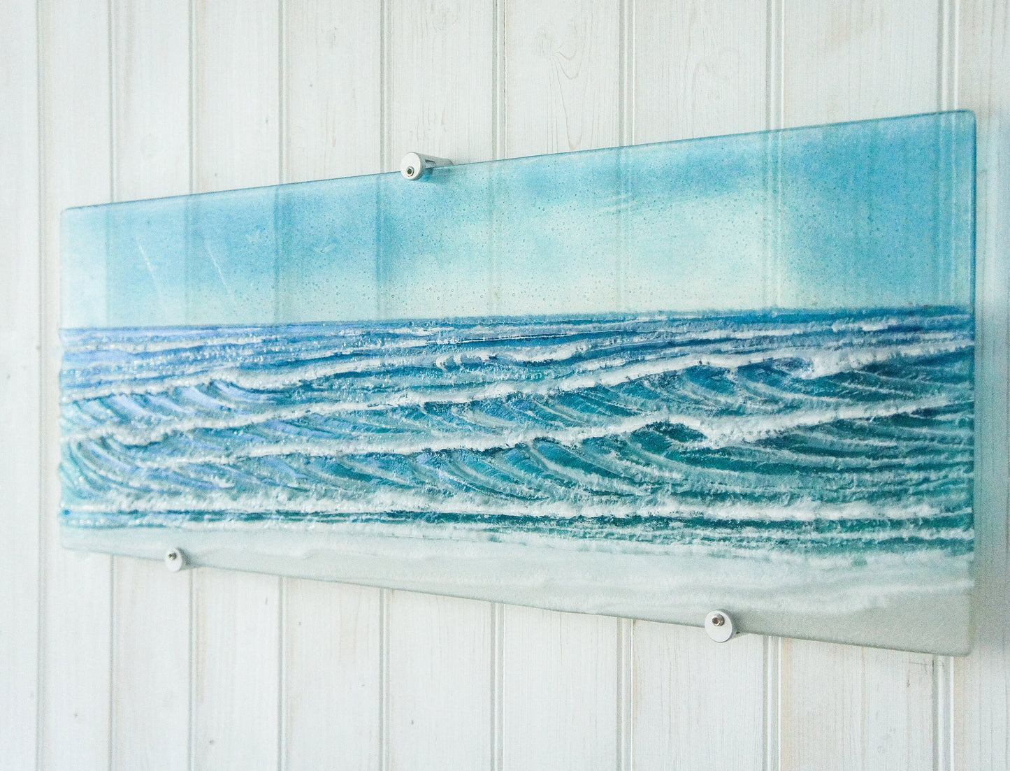 Large Panoramic Wave
fused glass wall art
teal turquoise
blue ocean
wall panel
glass sculpture
bedroom wall art
landscape wall art
sea glass art
surfing sailing
nautical gift
textured wall art
glass art wall decor