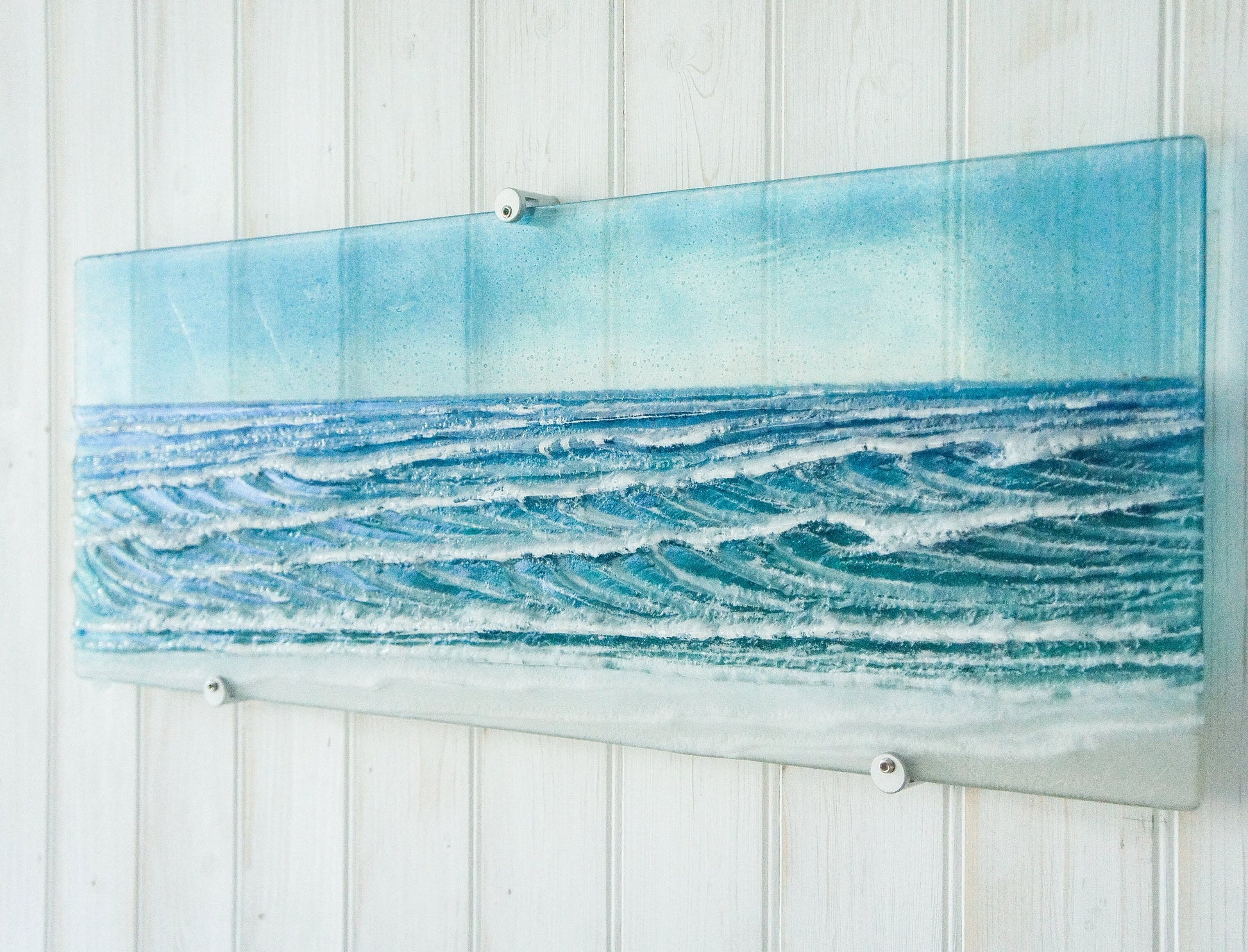 Large Panoramic Wave
fused glass wall art
teal turquoise
blue ocean
wall panel
glass sculpture
bedroom wall art
landscape wall art
sea glass art
surfing sailing
nautical gift
textured wall art
glass art wall decor