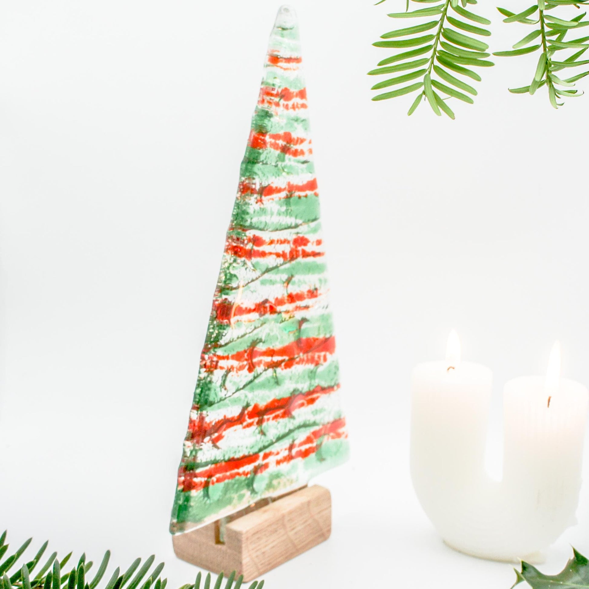 red green fused glass christmas decoration, glass christmas, glass christmas, glass christmas tree glass christmas ornament